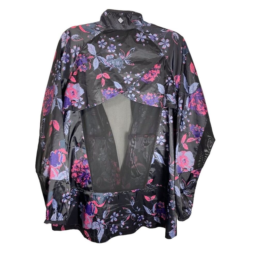 LuLaRoe Women's Floral Windbreaker Jacket Black Long Sleeve Size Large 12-14 - Picture 2 of 11